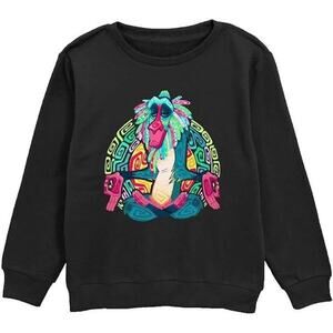 Disney Lion King Rafiki Meditation Sweatshirt Black Graphic Crewneck Pullover XS